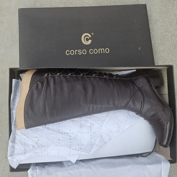 Corso Como Caldwell Tall Lace UP Boots New In Box 37.5M Coffee - Picture 5 of 8